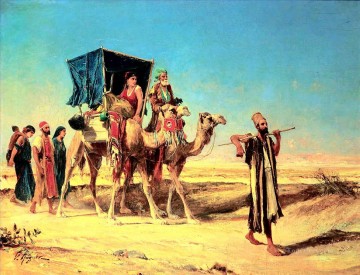  Huguet Oil Painting - Caravan Victor Huguet Orientalist